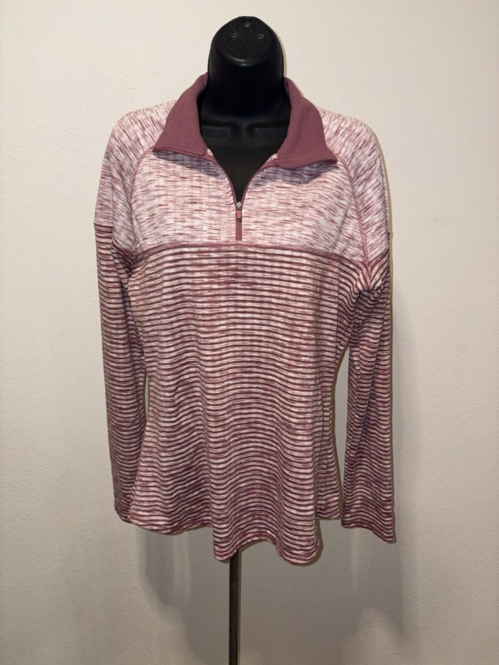 Avia Pink 1/4 Zip Sports Top Blouse Women M Medium Long Sleeve Two Tone